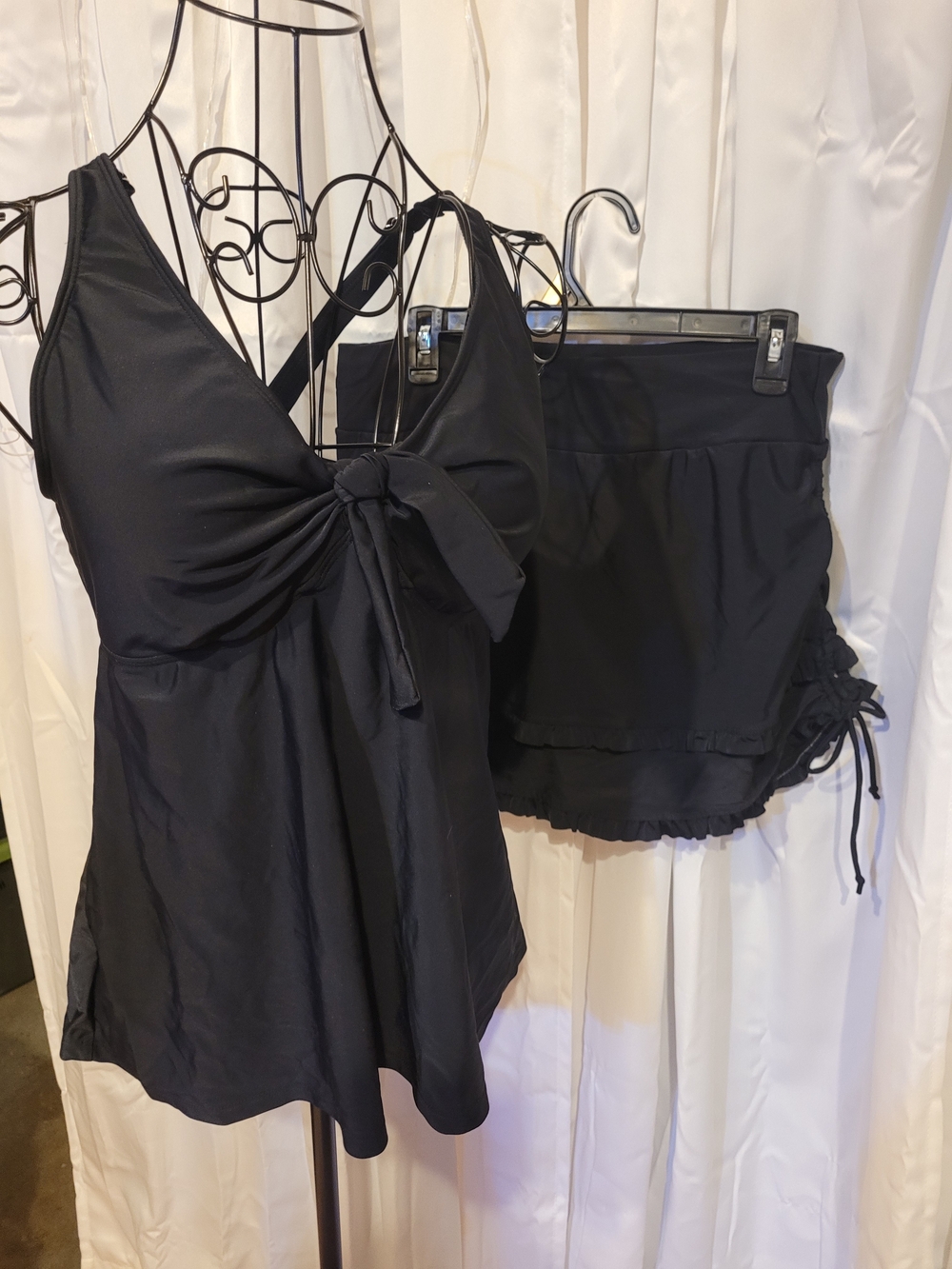 Amazon Black Women's Tankini Top and Swim Skirt Set